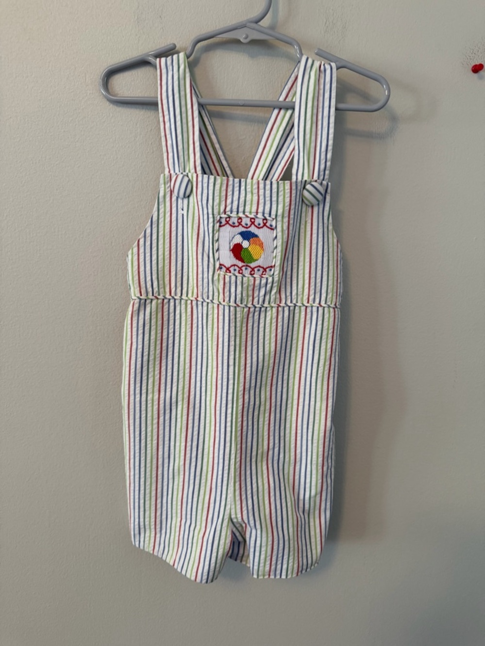Patycake Kids Striped Multi-Color Smocked Beach Ball Sun Suit